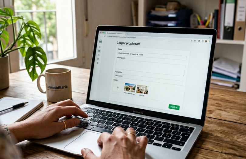Panel de plataforma web para inmobiliarias con código QR